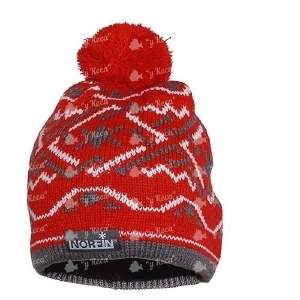 Шапка вязаная Norfin Norway Women красно-серая фотография